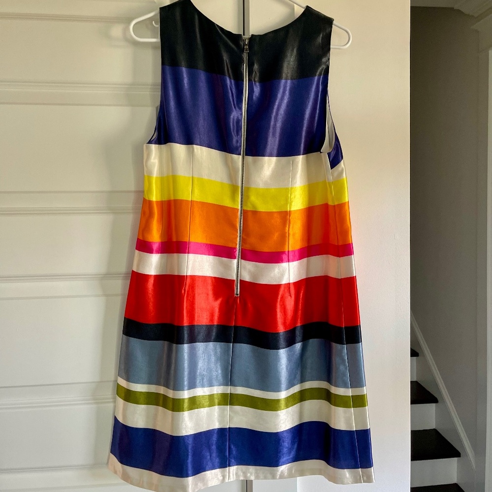 Alice & Olivia by Stacey Bendet Bold MultiStripe Sleeveless Shift Dress ~Size 10 - Picture 3 of 10